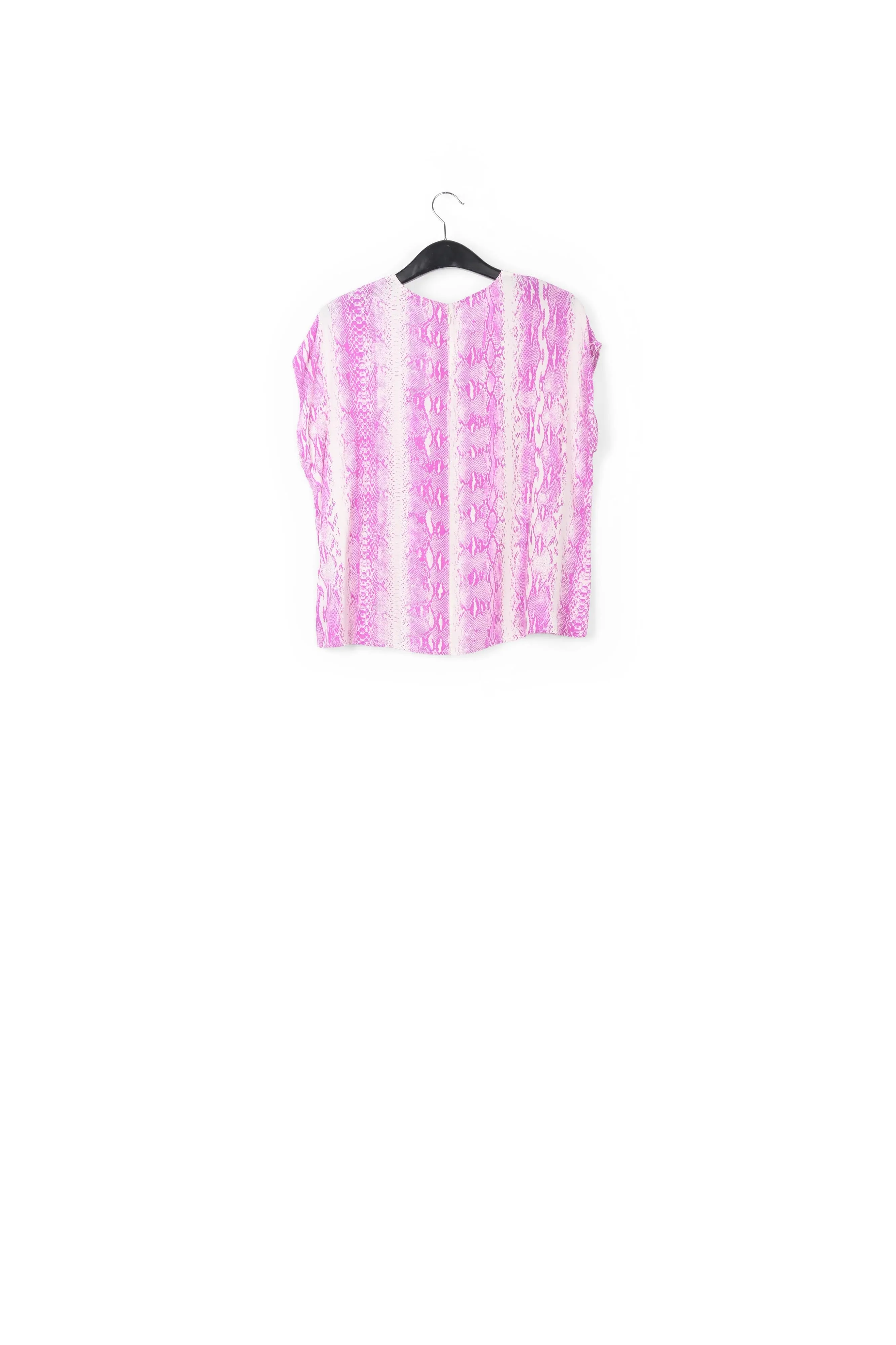 White and purple snake-print short-sleeved top