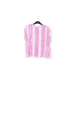 White and purple snake-print short-sleeved top