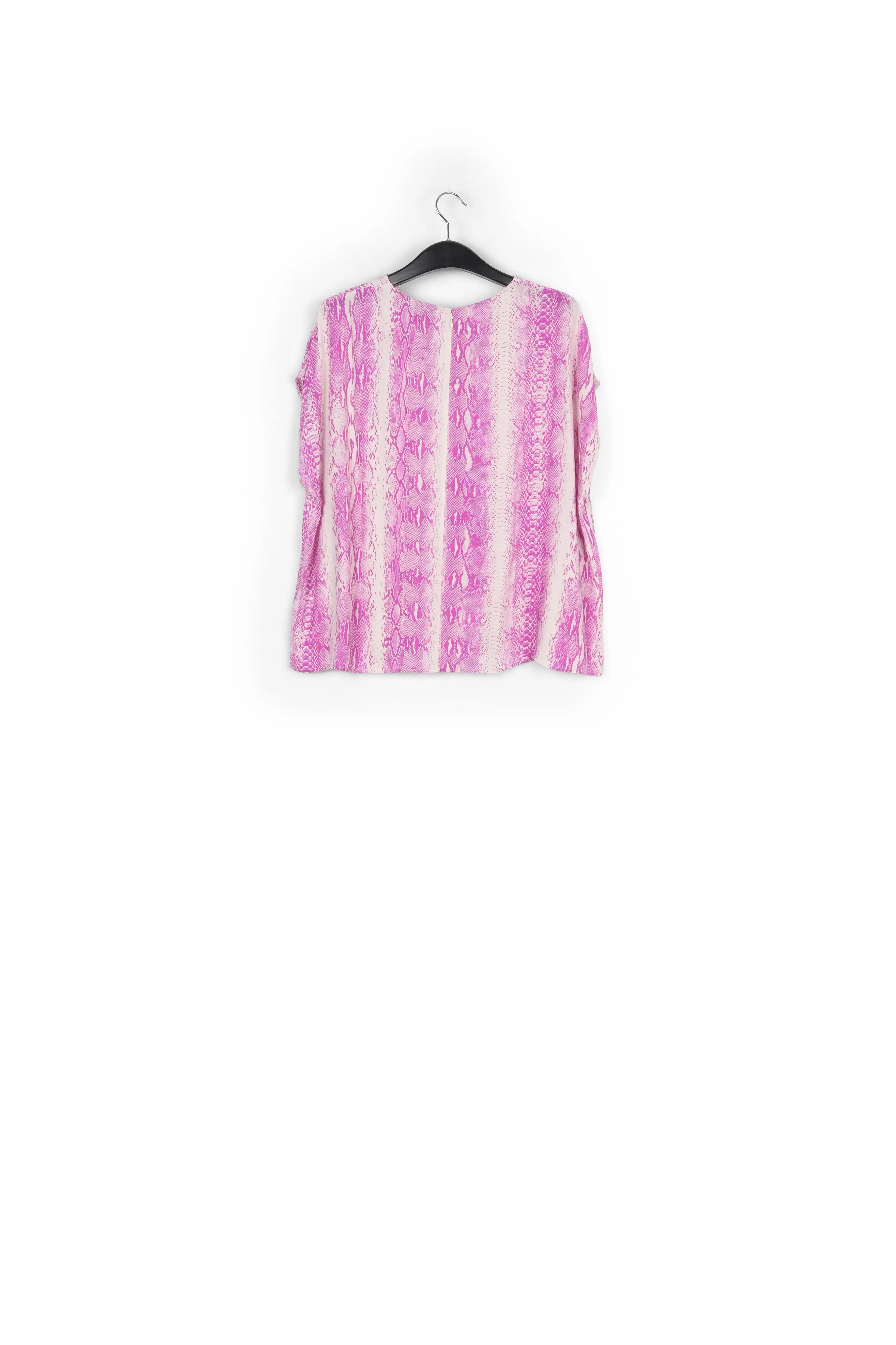 White and purple snake-print short-sleeved top