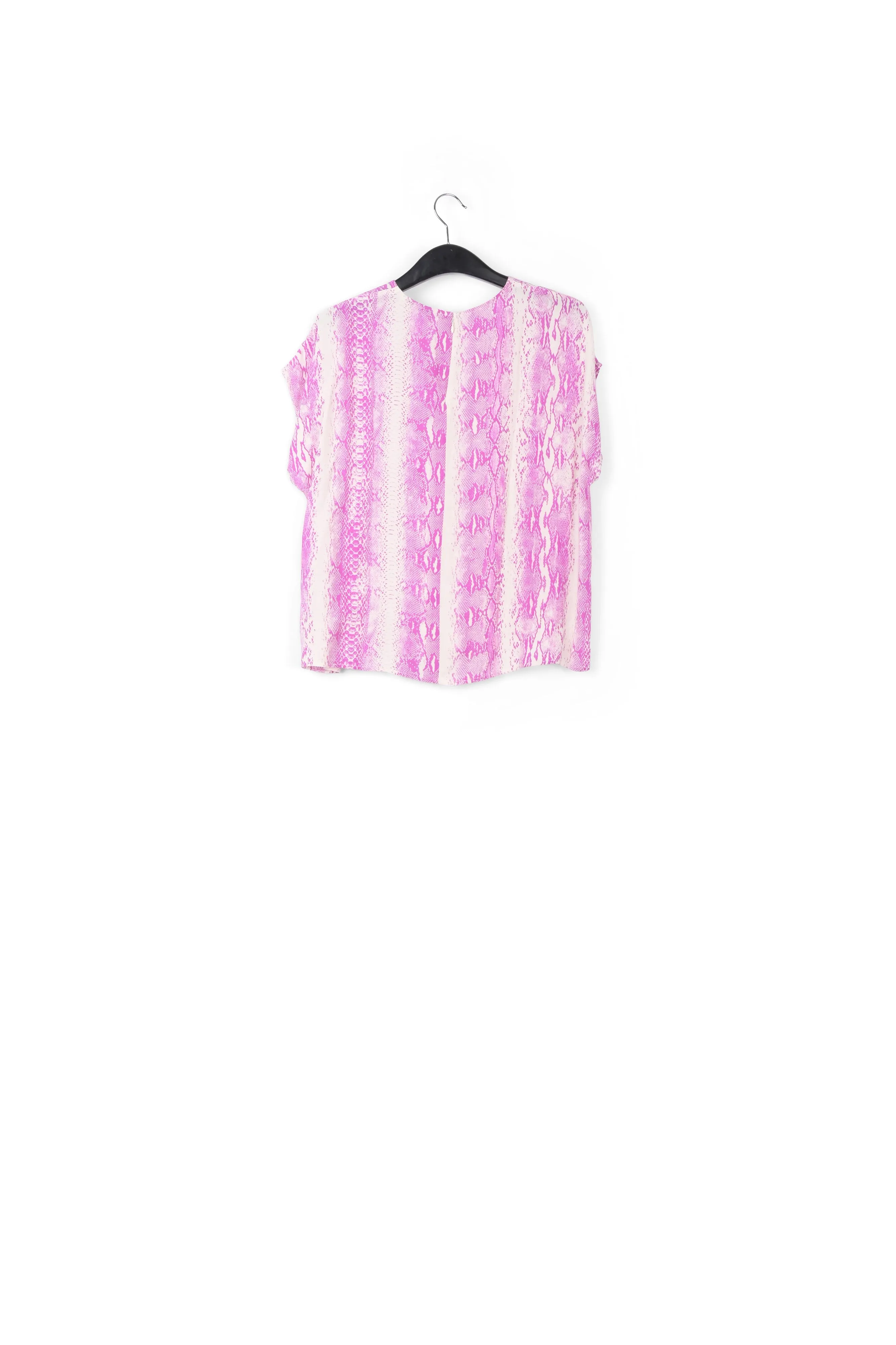 White and purple snake-print short-sleeved top