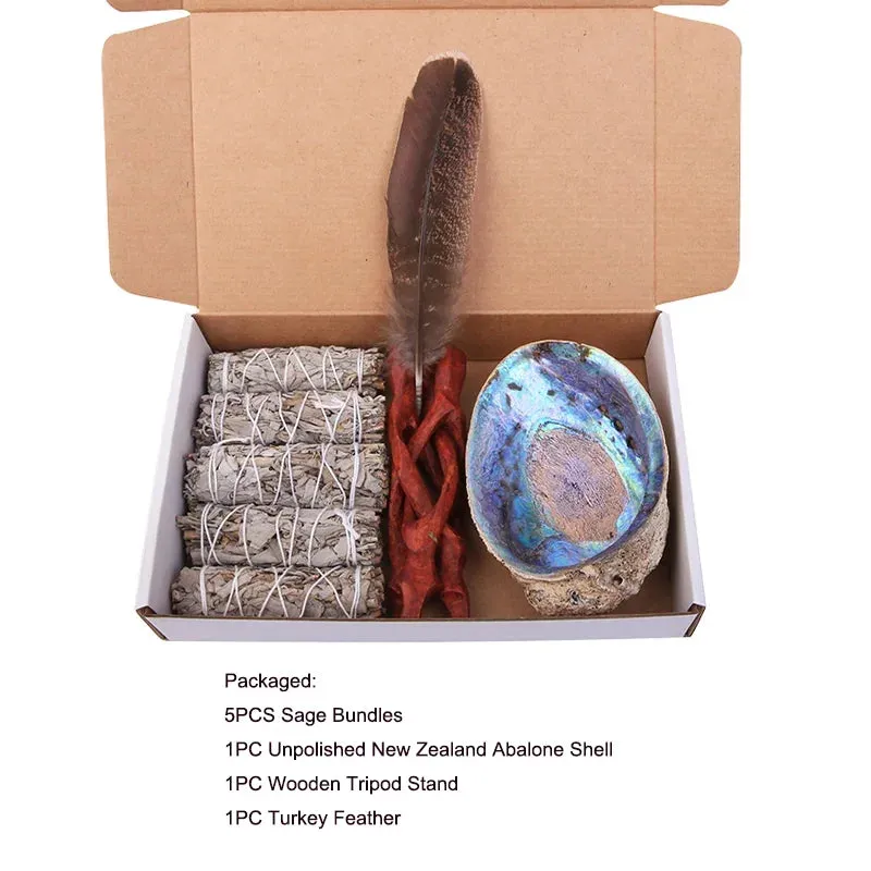White Sage Stick Set with Abalone Shell