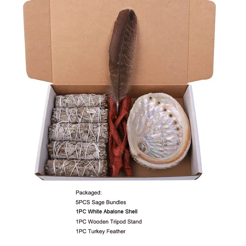 White Sage Stick Set with Abalone Shell