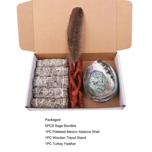 White Sage Stick Set with Abalone Shell