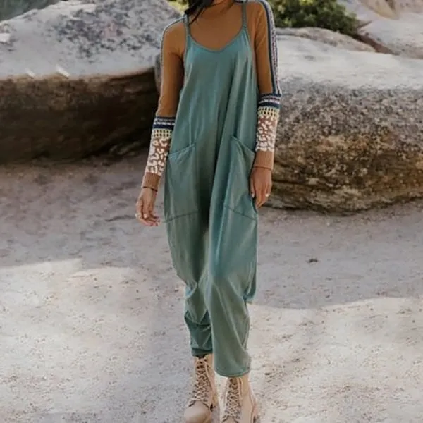 Wide Leg Jumpsuit with Pockets (Buy 2 Vip Shipping)