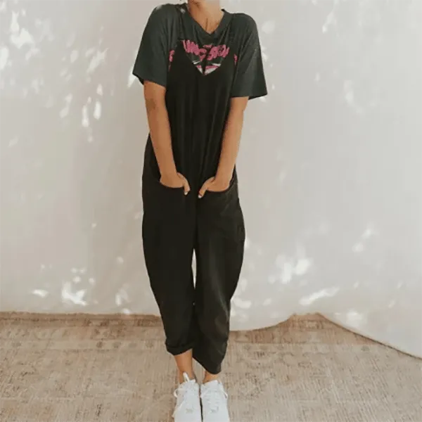Wide Leg Jumpsuit with Pockets (Buy 2 Vip Shipping)