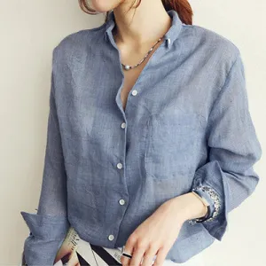 Woman Clothes Womens Tops Fashion Women Blouses Linen Blouse White Shirt Plus Size
