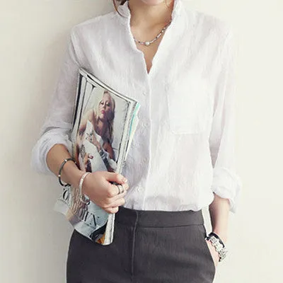 Woman Clothes Womens Tops Fashion Women Blouses Linen Blouse White Shirt Plus Size
