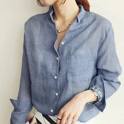 Woman Clothes Womens Tops Fashion Women Blouses Linen Blouse White Shirt Plus Size