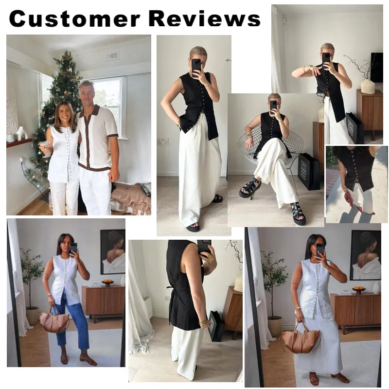 Women Elegant Single-breasted Long Vest