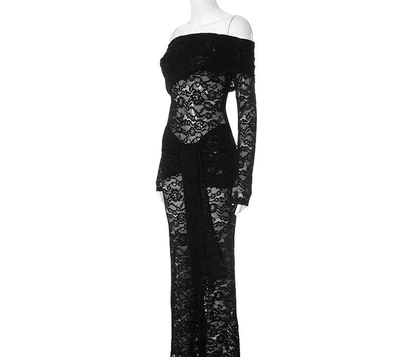 Women Lace Stitching Sexy See-through One-Piece Suit