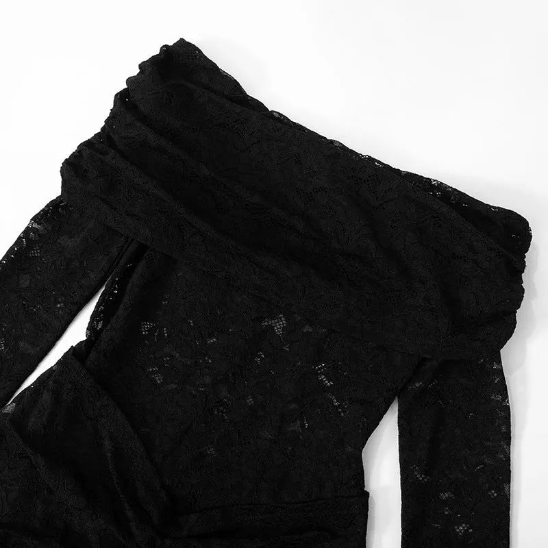 Women Lace Stitching Sexy See-through One-Piece Suit