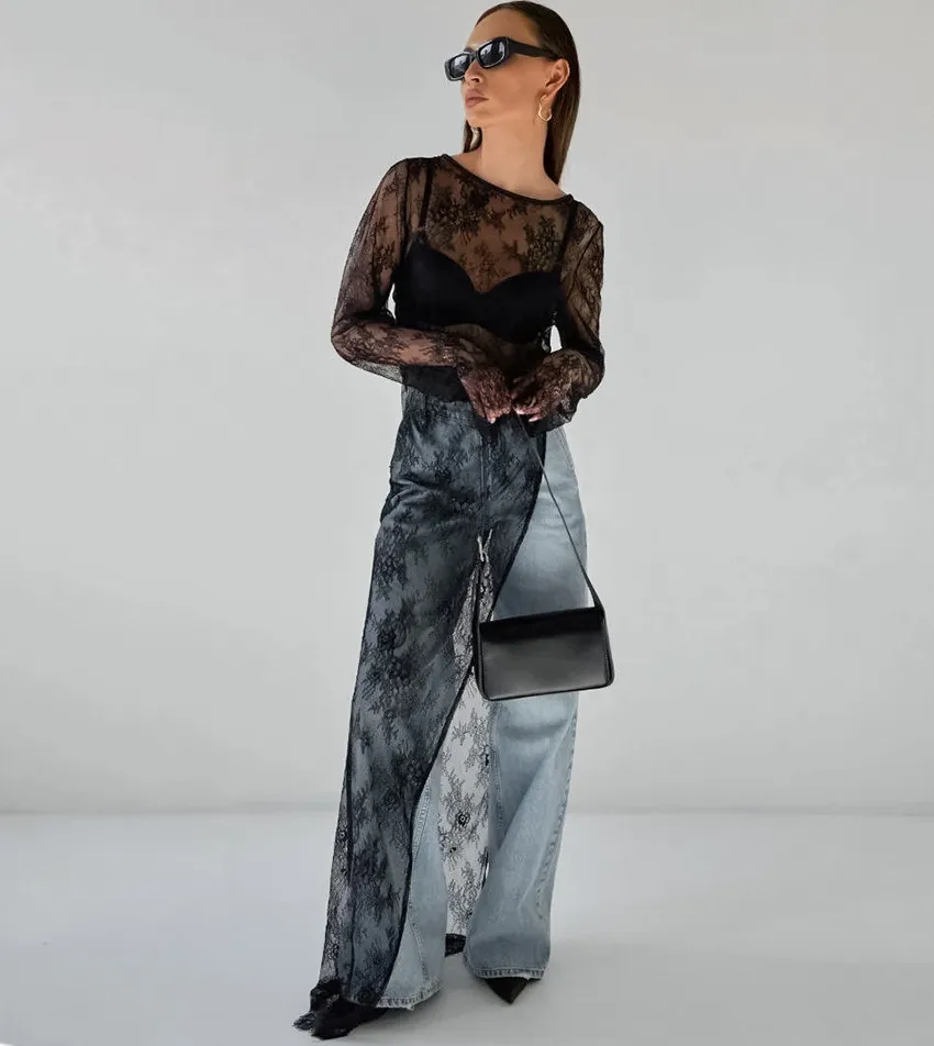 Women’s Elegant Sheer Brocade Top