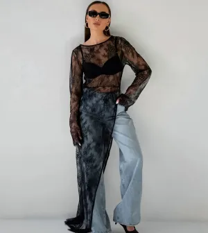 Women’s Elegant Sheer Brocade Top