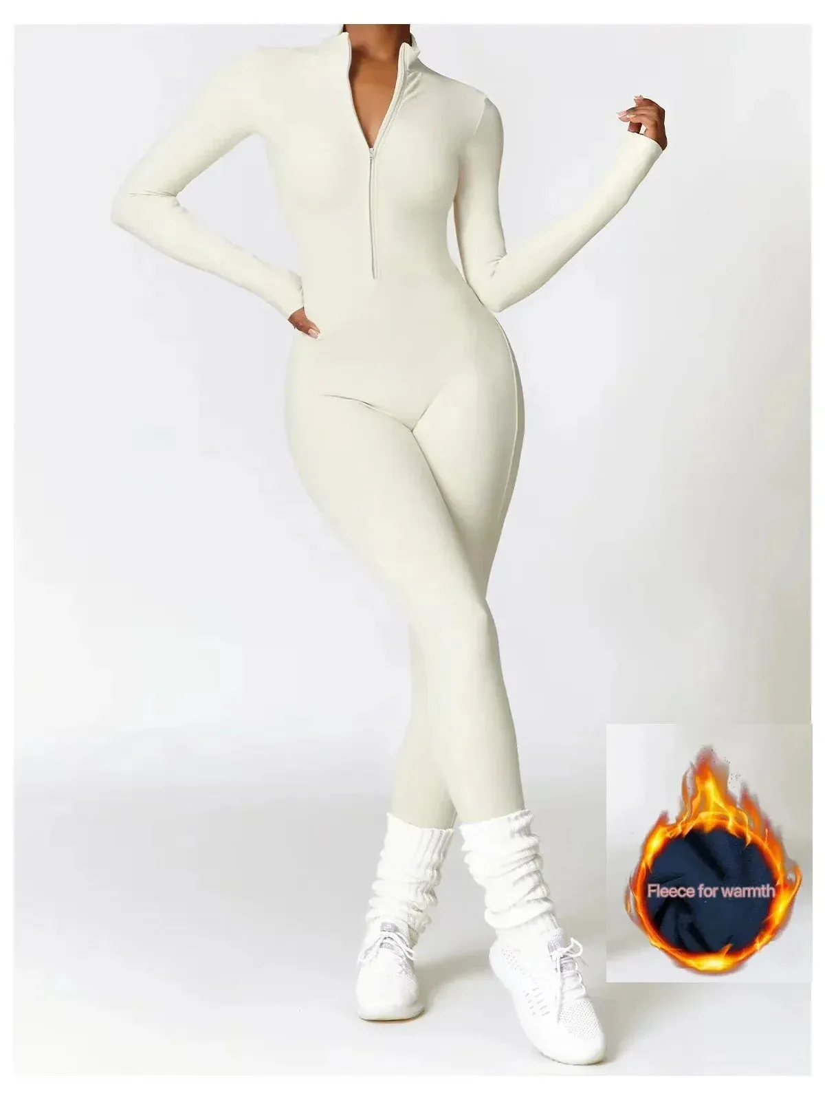 Women's One-piece Yoga Pants Short/Long-sleeved Warm ski Overalls Outerwear High Elastic Cycling Bodybuilding Bodysuit