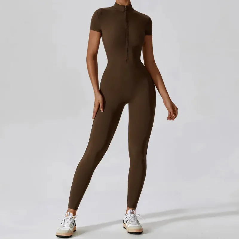 Women's One-piece Yoga Pants Short/Long-sleeved Warm ski Overalls Outerwear High Elastic Cycling Bodybuilding Bodysuit
