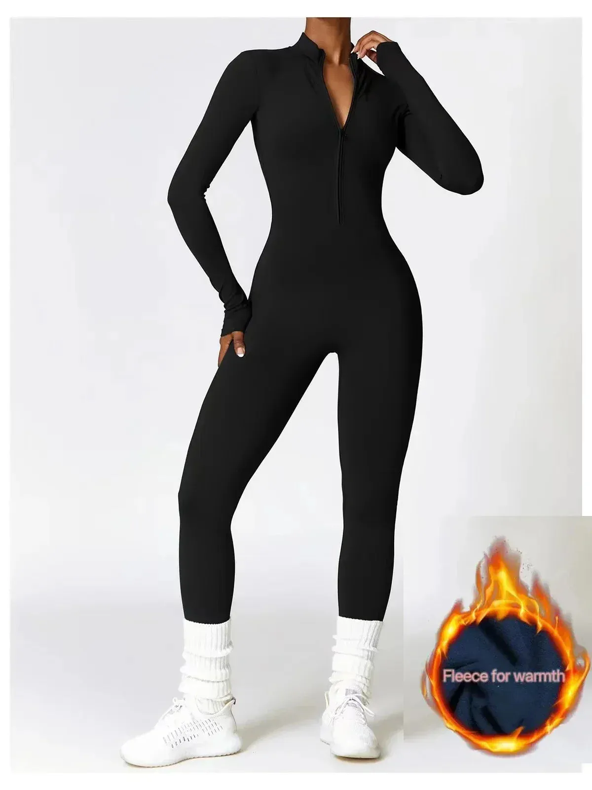 Women's One-piece Yoga Pants Short/Long-sleeved Warm ski Overalls Outerwear High Elastic Cycling Bodybuilding Bodysuit