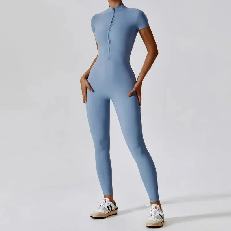Women's One-piece Yoga Pants Short/Long-sleeved Warm ski Overalls Outerwear High Elastic Cycling Bodybuilding Bodysuit