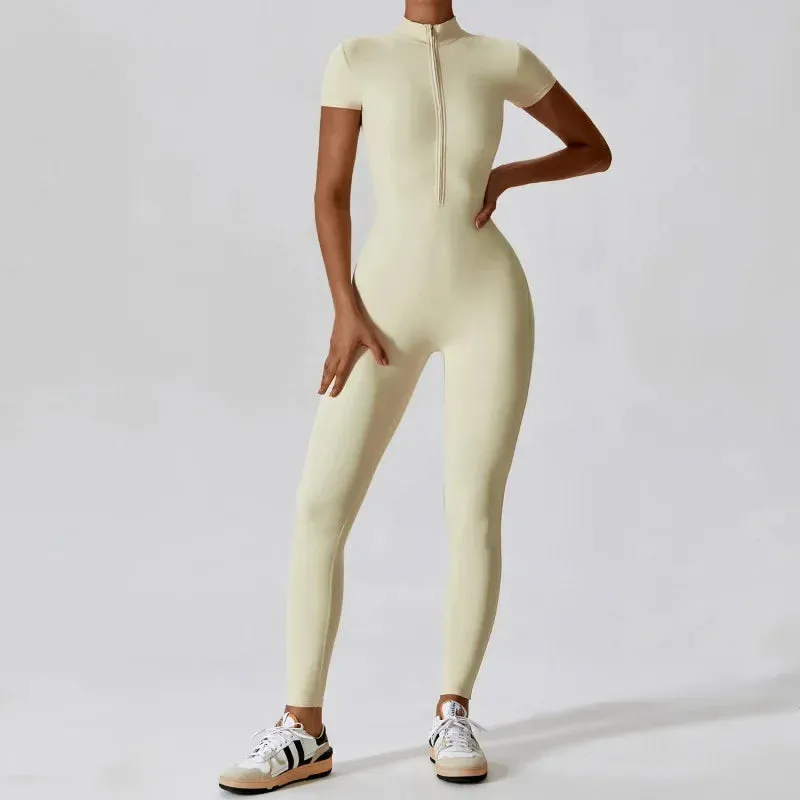 Women's One-piece Yoga Pants Short/Long-sleeved Warm ski Overalls Outerwear High Elastic Cycling Bodybuilding Bodysuit