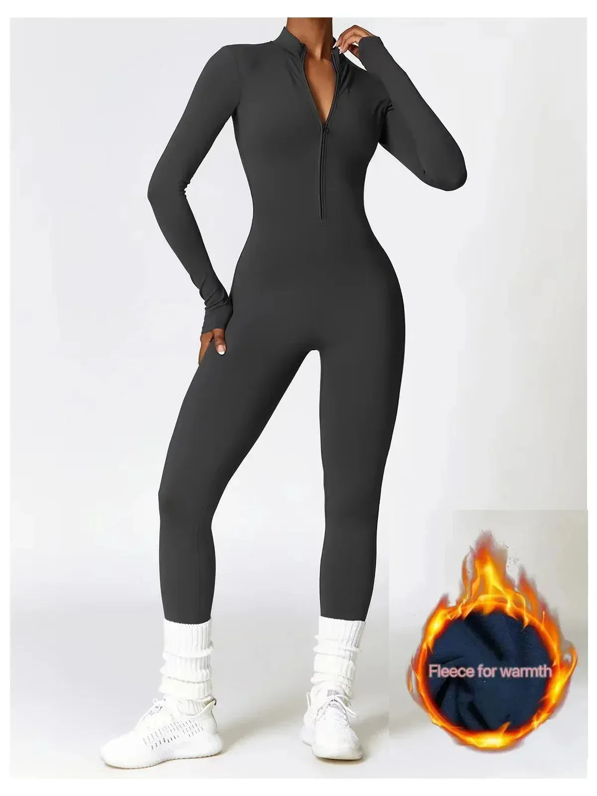 Women's One-piece Yoga Pants Short/Long-sleeved Warm ski Overalls Outerwear High Elastic Cycling Bodybuilding Bodysuit