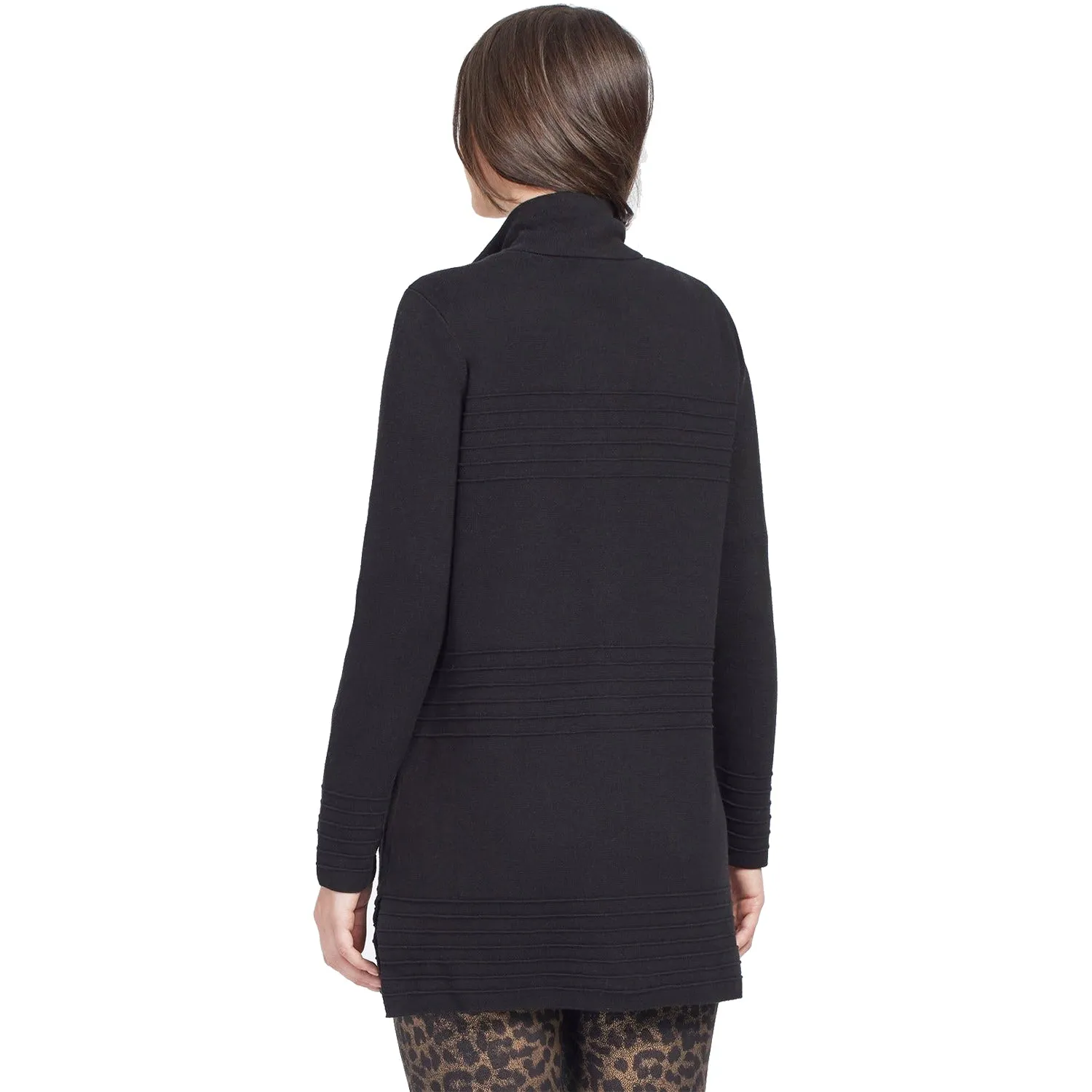 Women's Tribal Two Way Zipper Sweater Cardigan Black