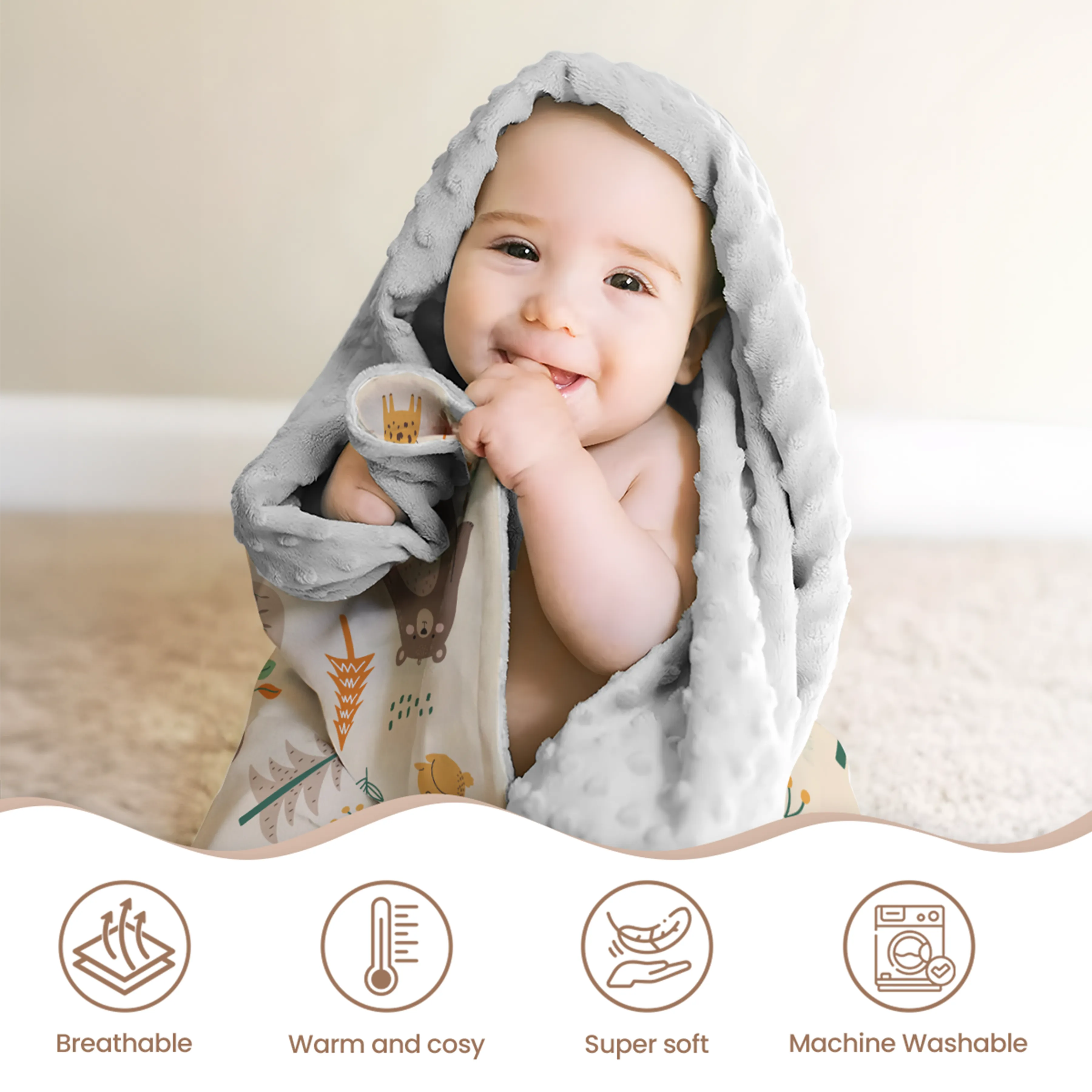 Woodland Animal Baby Blanket - 30 x 40 Kids Fleece Blankets for Boys Girls - Gifts for Birthday Babay Shower Newborn Toddler
