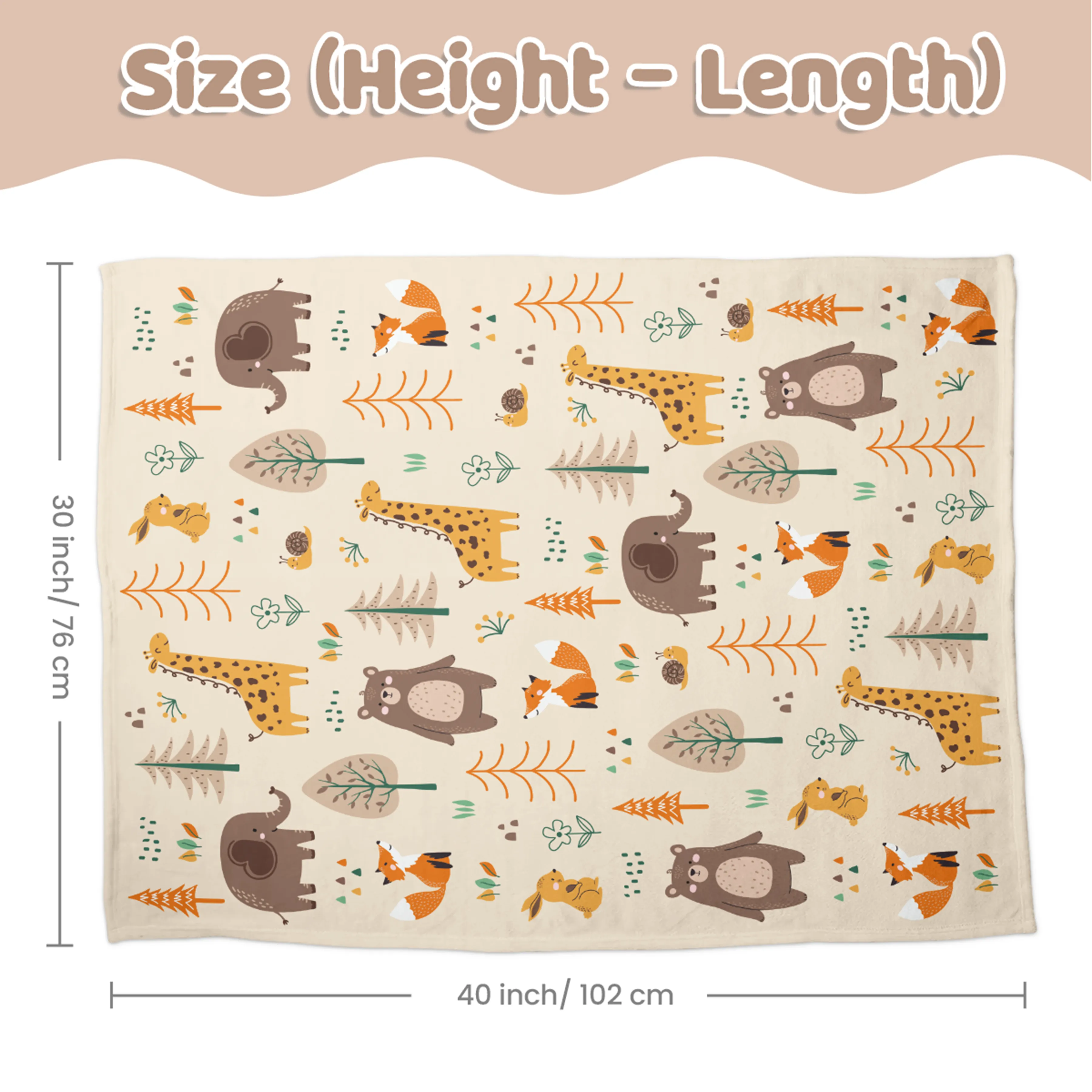 Woodland Animal Baby Blanket - 30 x 40 Kids Fleece Blankets for Boys Girls - Gifts for Birthday Babay Shower Newborn Toddler