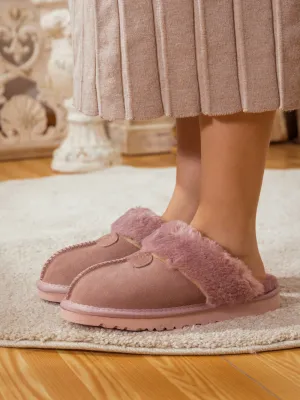 Wool Lined Suede Slipper Dusty Pink