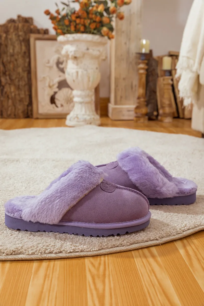Wool Lined Suede Slipper Lavender