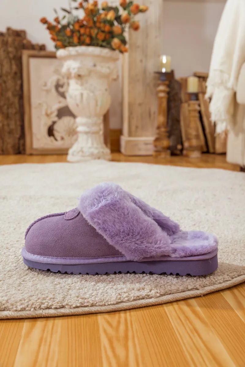 Wool Lined Suede Slipper Lavender
