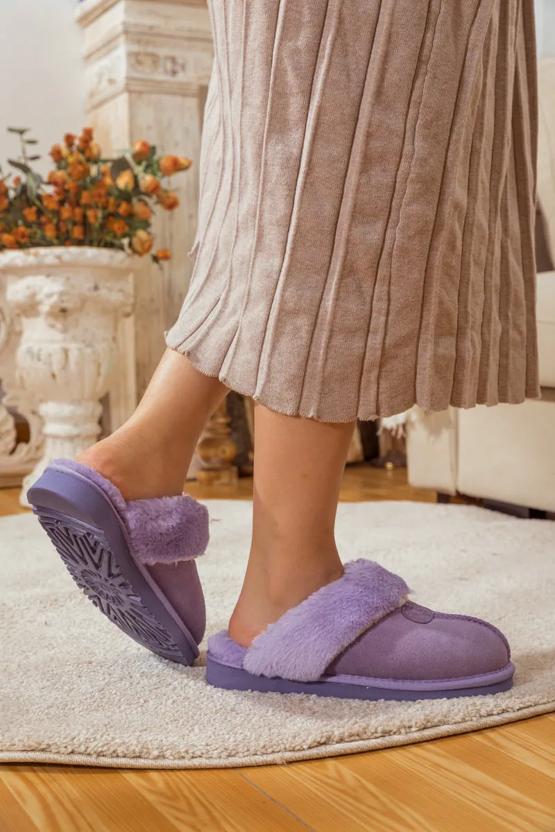 Wool Lined Suede Slipper Lavender