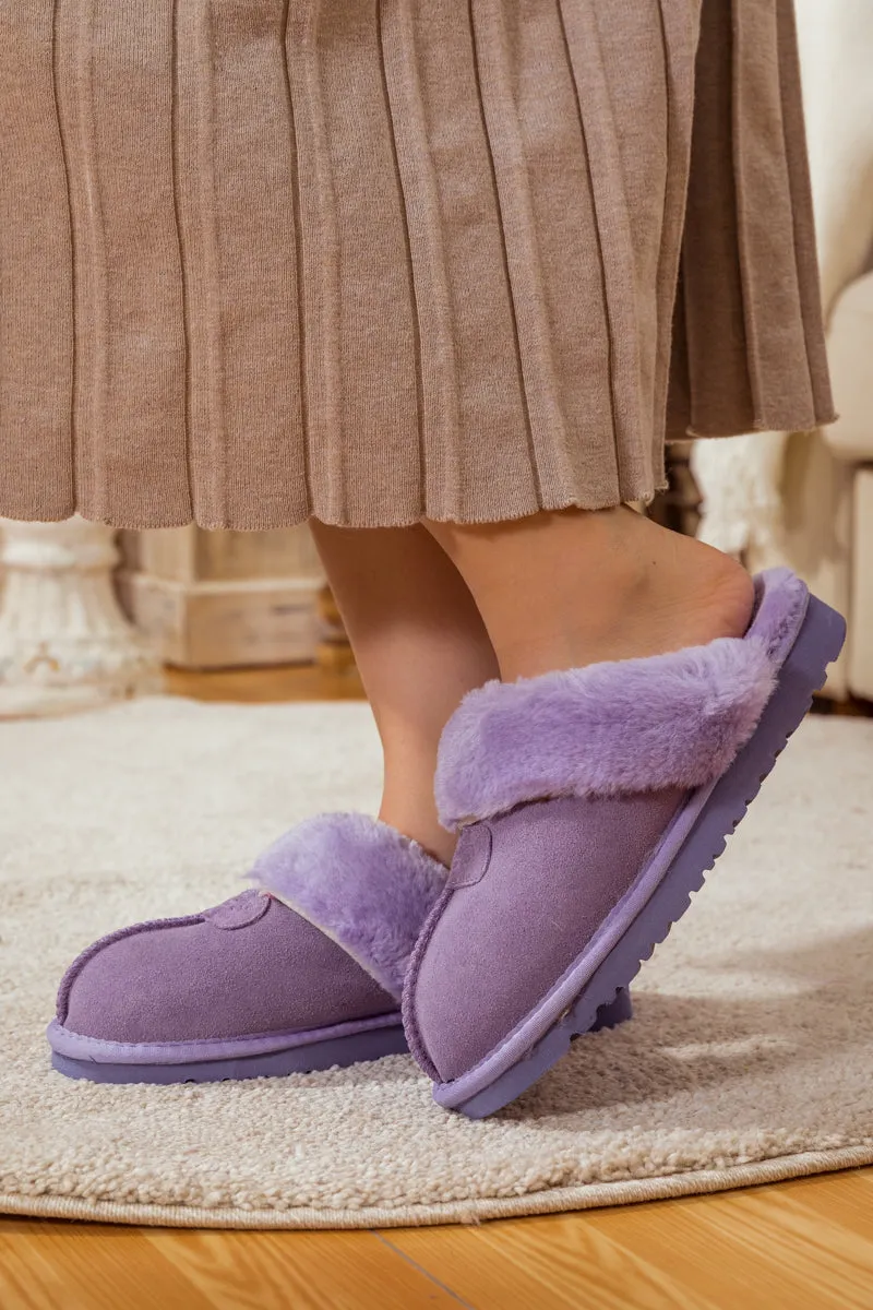 Wool Lined Suede Slipper Lavender