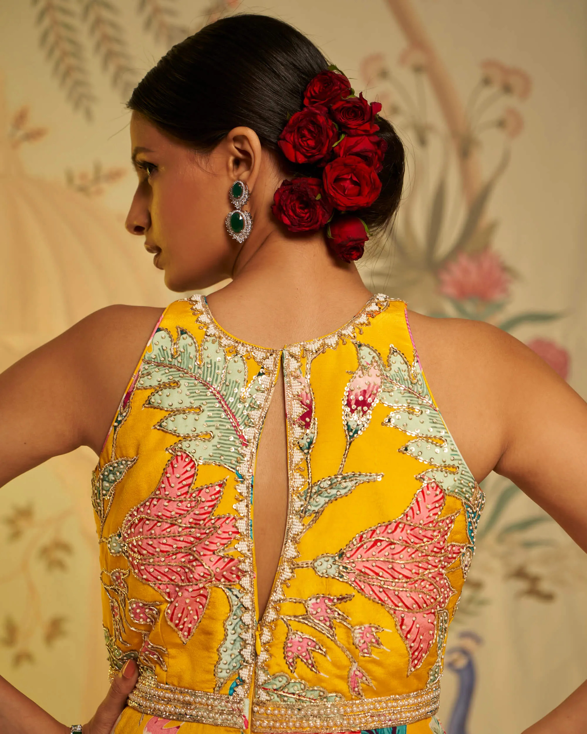 Yellow amber floral jumpsuit