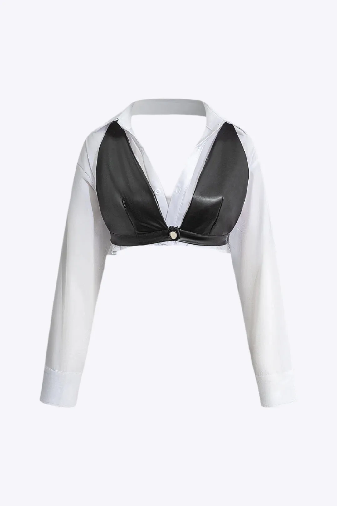 Zabrina - Elegant Color Block Look Woman's Long Sleeve Shirt
