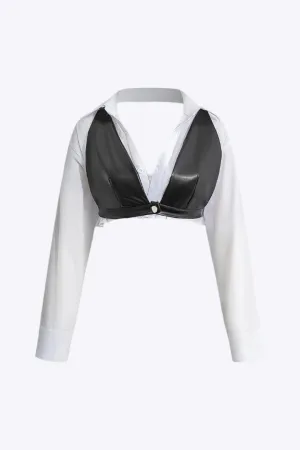 Zabrina - Elegant Color Block Look Woman's Long Sleeve Shirt