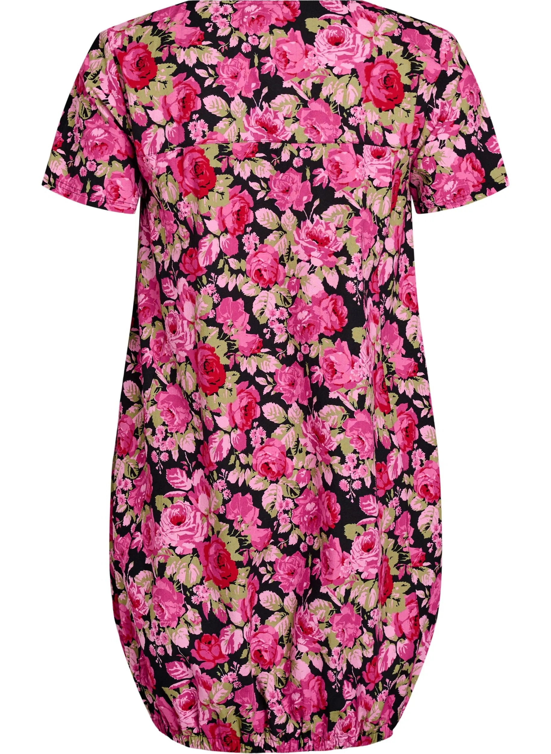 Zizzi Cotton Bubble Dress in Pink Roses